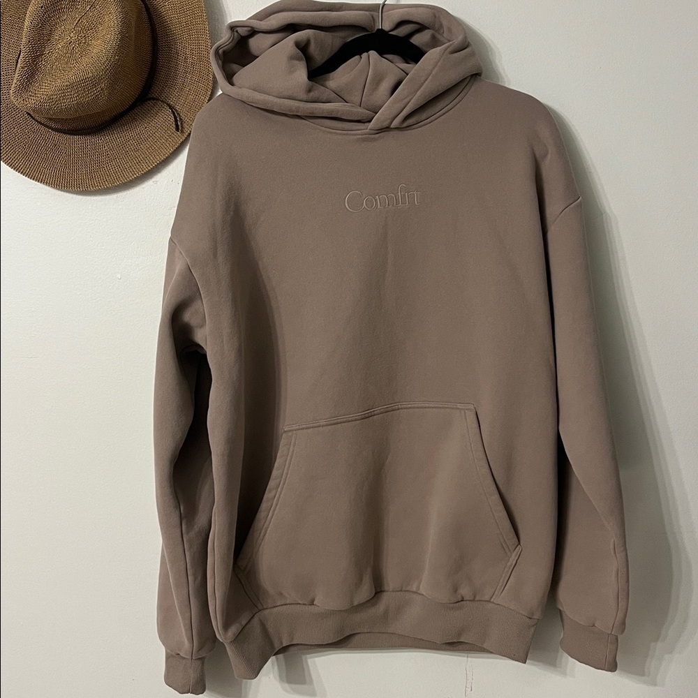 Comfort Embroidered Hoodie - Taupe Pullover